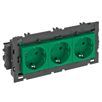   OBO 6120456 STD-D0C8 MZGN3 Csatlakozóaljzat 0°, Hármas védőérintkezős, Rapid 80-hoz 250V, 10/16A zöld polikarbonát