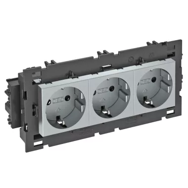 OBO 6120462 STD-D0C8 AL3 Csatlakozóaljzat 0°, Hármas védőérintkezős, Rapid 80-hoz 250V, 10/16A festett alumínium polikarbonát