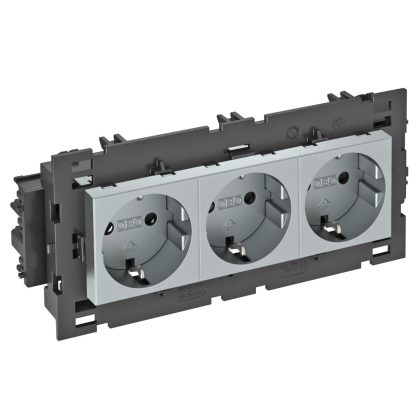   OBO 6120462 STD-D0C8 AL3 Csatlakozóaljzat 0°, Hármas védőérintkezős, Rapid 80-hoz 250V, 10/16A festett alumínium polikarbonát