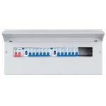 ELMARK fém elosztószekrény 12db kismegszakítóval, 2db Fi-relével, 1db 100A-s fkapcsolóval,