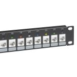   LEGRAND 632792 empty keystone patch panel 1U-19" shielded (STP) for receiving 24xRJ45 ports with metal cable holder with 6-color rotating marking dial Linkeo