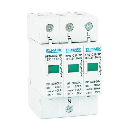 ELMARK túlfeszültség levezet, SPD-C10, 3P, 10kA, 400V, 7 év garancia