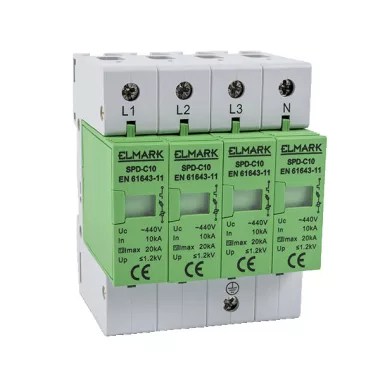 ELMARK túlfeszültség levezet SPD-C10, 3PN, 10kA, 400V, 7 év garancia