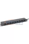 LEGRAND 646555 Linkeo elosztósor 9x2P+F, német szabvány, fekete, 19" szekrényhez
