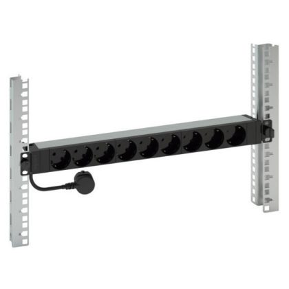   LEGRAND 646812 elosztósor 19"/1U normál KIM:9xSHK-gyermekvédett TÁP: háztartási -2P+F 16A 3 méter