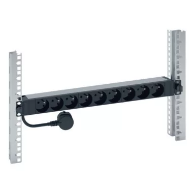 LEGRAND 646820 distribution line 19"/1U with signal light KIM: 9xFR-French standard POWER SUPPLY: household -2P+F 16A 3 meters