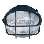   COMMEL 66001 műanyag rácsos kerek hajólámpa, fekete, E27, 100W, IP44