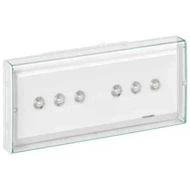 LEGRAND 661180 U34 LED backup lighting fixture 1 hour operating time, with opal shade, permanent mode/standby mode, 450 Im- 1 hour