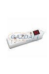 GAO 3-as elosztó, kapcsolóval, 3m H05VV-F 3x1,0mm2 kábellel, fehér, 230V, 10A, max. 2300W