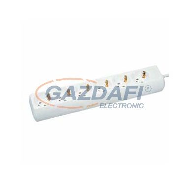 GAO 6615H 6-os elosztó, 3m H05VV-F 3x1,0mm2 kábellel, fehér, 230V, 10A, 2300W
