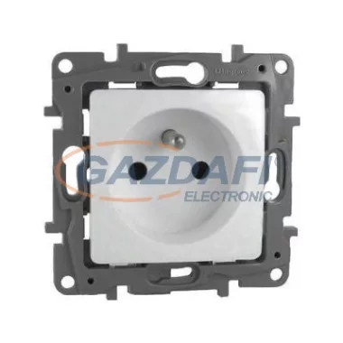 LEGRAND 664539 Niloé 2P+F dugalj csatlakozóaljzat gyermekvédelem nélkül (csavaros), körömmel, fehér
