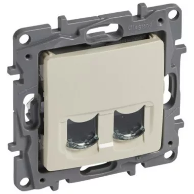 LEGRAND 664876 Niloé 2xRJ45 Cat.6 STP aljzat, csavaros, köröm nélkül, bézs