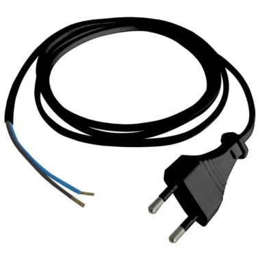 GAO 6778H connecting cable with "MTL" euro plug, 1.5m H03VVH2-F, 6A, 2300W, 2x0.75mm2, black, 230V
