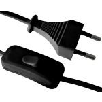 GAO 6782H kapcsolós csatlakozóvezeték "MTL" euró dugóval, 1,5m H03VVH2-F, 2A, 460W, 2x0,75mm2, fekete, 250V