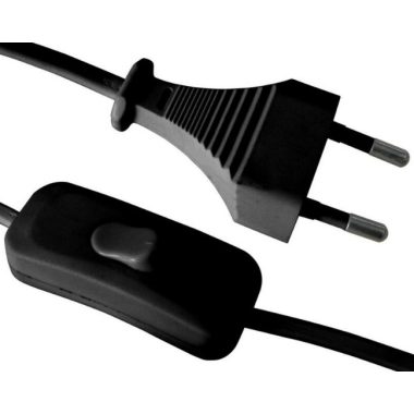 GAO 6782H Switch Connection Cable "MTL" with Euro Plug, 2m H03VVH2-F, 2A, 460W, 2x0.75mm2, Black, 250V