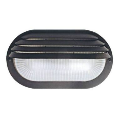 GAO 6930H Boat light, oval, semi-covered, with plastic grille, black