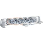   LEGRAND 694538 5x2P+F elosztósor CON, 3m vezetékkel, fehér-szürke