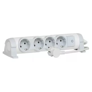 LEGRAND 694626 4x2P+F elosztósor CON, 1,5m vezetékkel, fehér-szürke