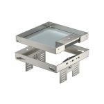   OBO 7409228 RKSN2 UZD3 4VS20 Casetă pătrată cu ieșire de cablu din oțel inox 200x200mm