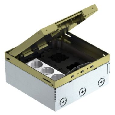 OBO 7427204 UDHOME4 2M V Floor box Gb2 with mounting bracket, brass with mounting contact, with protective contact