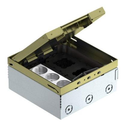   OBO 7427204 UDHOME4 2M V Floor box Gb2 with mounting bracket, brass with mounting contact, with protective contact