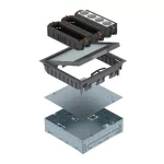   OBO 7427420 UDHOME GES9 7011 Cutie de podea cu insertie de montare gri complet din oțel