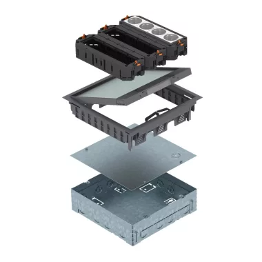 OBO 7427420 UDHOME GES9 7011 Padlódoboz szerelvénybetéttel komplett acélszürke