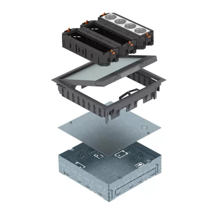   OBO 7427420 UDHOME GES9 7011 Floor box with fitting insert complete steel gray