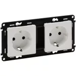LEGRAND 753122 Valena Life 2x2P+F sínezett dugalj csatlakozóaljzat gyermekvédelemmel, rugós vezetékbekötéssel fehér