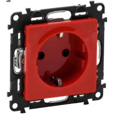 LEGRAND 753129 Valena Life 2P+F dugalj csatlakozóaljzat gyermekvédelemmel, rugós vezetékbekötéssel, piros betéttárcsával, nem reteszelt