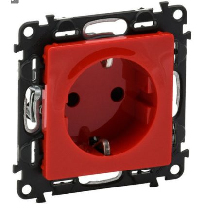   LEGRAND 753129 Valena Life 2P + F socket with child protection, spring-cage connection, red insert, unlocked