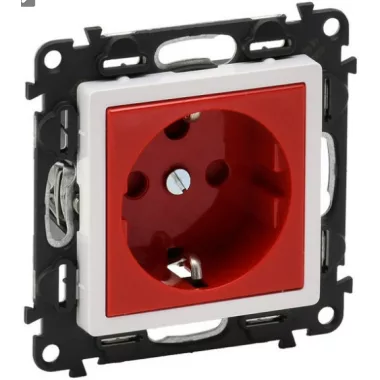 LEGRAND 753131 Valena Life 2P + F socket with child protection, locked, red insert LEGRAND 753131 Valena Life 2P + F socket with child protection, locked, red insert