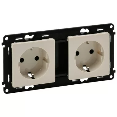 LEGRAND 753222 Valena Life 2x2P + F railed socket with child protection, spring-cage connection ivory LEGRAND 753222 Valena Life 2x2P + F railed socket with child protection, spring-cage connection ivory