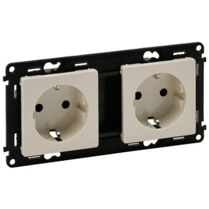   LEGRAND 753222 Valena Life 2x2P + F railed socket with child protection, spring-cage connection ivory