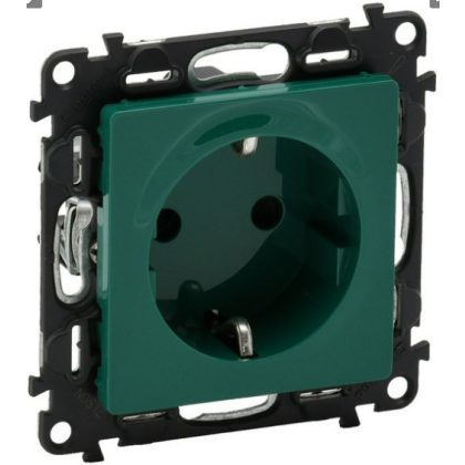   LEGRAND 753329 Valena Life 2P + F socket with child protection and green insert disc