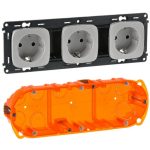   LEGRAND 754917 Valena Allure 3x2P+F sínezett dugalj csatlakozóaljzat gyv, rugós, burkolattal, Alumínium