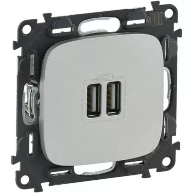 LEGRAND 754997 Valena Allure Kettős USB töltőaljzat, burkolattal, Alumínium