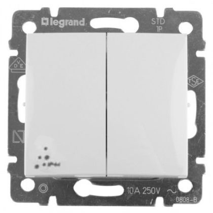 LEGRAND 770098 Valena IP44 double toggle switch, white