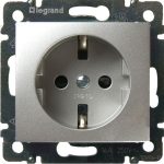   LEGRAND 770211 Valena 2P + F socket with child protection, spring-loaded connection, aluminum