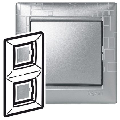   LEGRAND 770346 Valena keret kettős, függőleges, alu négyzetmintás