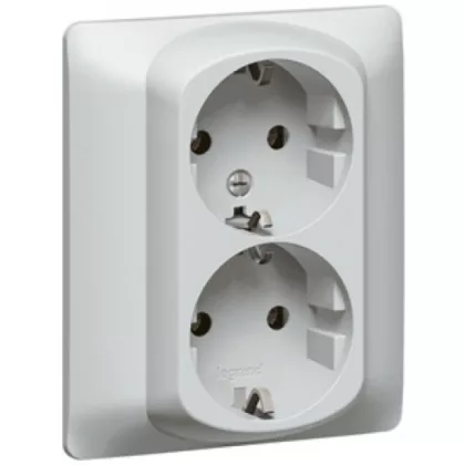   LEGRAND 771031 Galea Life 2x2P+F dugalj csatlakozóaljzat gyermekvédelemmel, csavaros, fehér