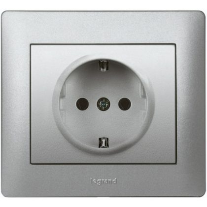   LEGRAND 771364 Galea Life 2P + F socket with child protection, hinged lid, aluminum