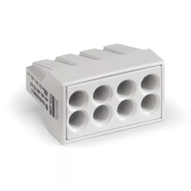 Wago 773-498 PUSH WIRE® vezeték összekötő; tömör és sodrott vezetékekhez; Ex-alkalmazásokhoz; max. 2,5 mm²; 8 vezeték; világosszürke készülékház; világosszürke fedél;  