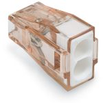   Wago 773-602 PUSH WIRE® vezeték összekötő; tömör vezetékeknek; max. 4 mm²; 2 vezeték; Tiszta barna készülékház; fehér fedél