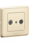 LEGRAND 773932 Cariva TV-RD antenna-csatlakozóaljzat végzáró, 1dB, kerettel, bézs