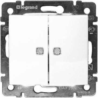   LEGRAND 774212 Valena dual toggle switch with indicator light, white