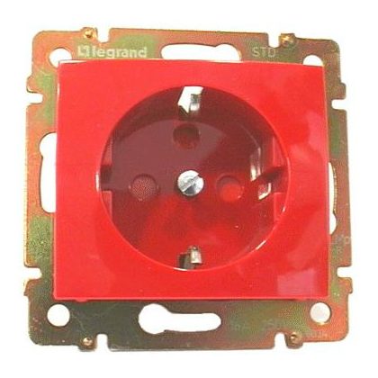 LEGRAND 774327 Valena 2P+F dugalj csatlakozóaljzat reteszelt, piros betéttárcsával
