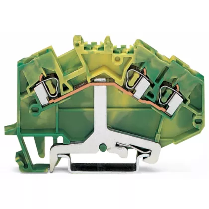   Wago 780-637 3 vezetékes földelő sorkapocs; 2,5 mm²; középső jelölés; DIN 35 x 15 és DIN 35 x 7,5 sínhez; CAGE CLAMP®; 2,50 mm²; zöld-sárga