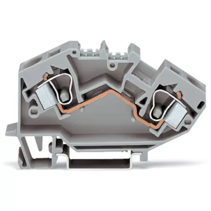  Wago 784-992 2 vezetékes átmenő sorkapocs; 10 mm²; megfelelő Ex e II alkalmazásokhoz; középső jelölés; DIN 35 x 15 és DIN 35 x 7,5 sínhez; CAGE CLAMP®; 10,00 mm²; világosszürke