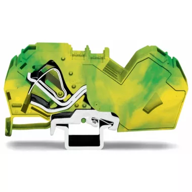 Wago 785-607 2 vezetékes földelő sorkapocs; 35 mm²; beépített véglappal; oldalsó és középső jelölés; DIN 35 x 15 és DIN 35 x 7,5 sínhez; CAGE CLAMP®; 35,00 mm²; zöld-sárga